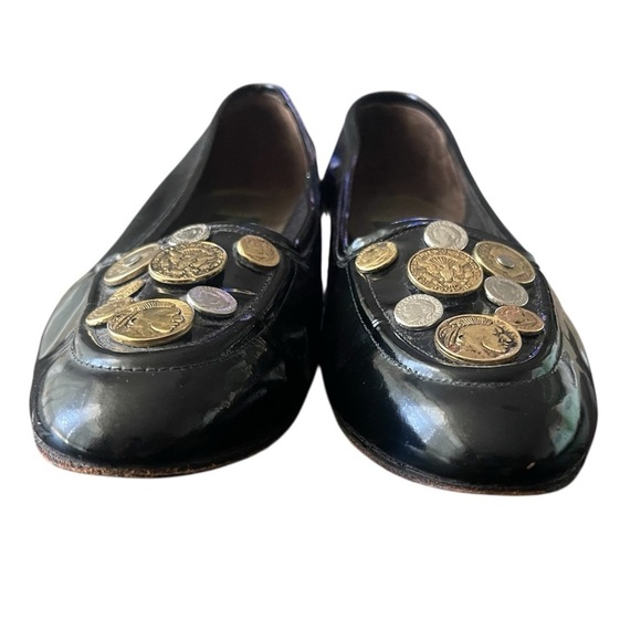 Vintage Vaneli Black and Gold Embellished Loafers - Picture 2 of 9